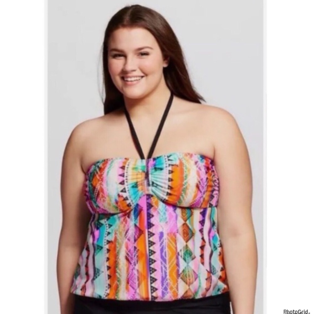 Heart and Harmony 1X Tankini plus size halter swimsuit tank nwt